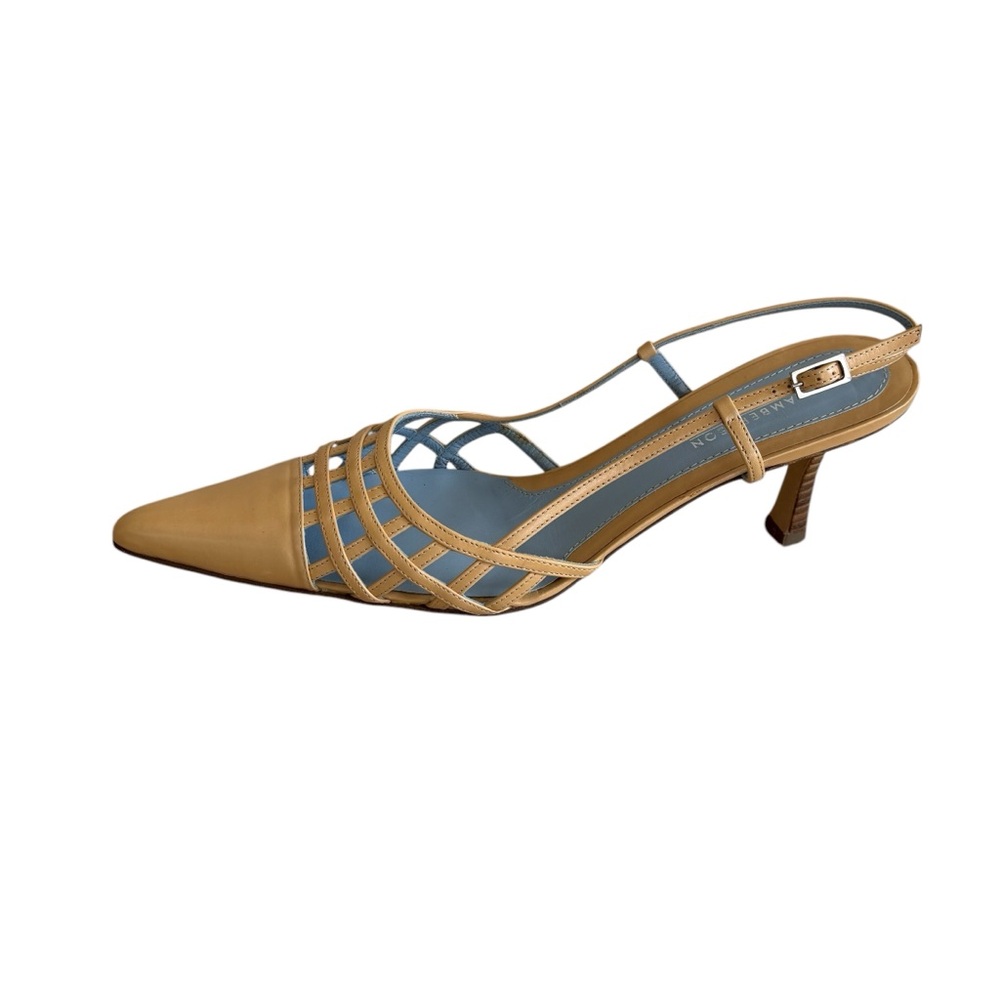 LAMBERTSON TRUEX Natural “Nan” Cage Leather Slingback Heels - Picture 9 of 15